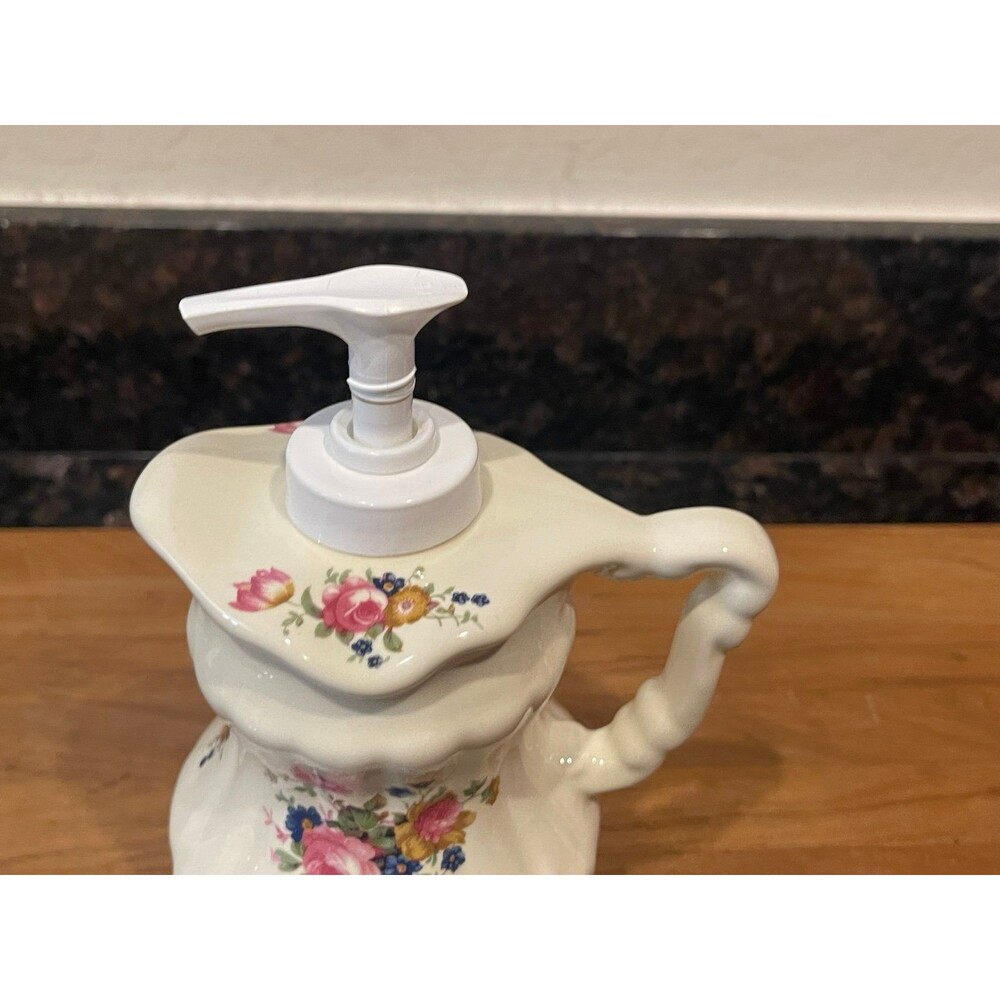 Vintage Athena Floral Ceramic Soap Dispenser - Picture 4 of 6